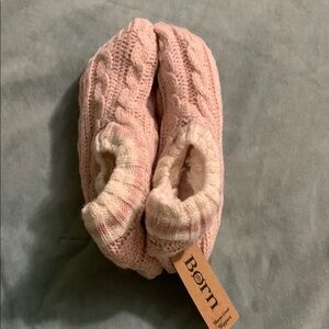 Børn Pink Sherpa Lined Knit Slippers Medium/Large NWT